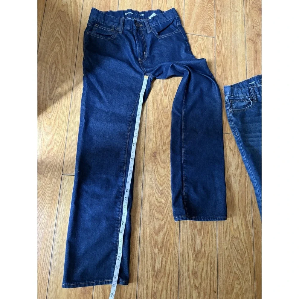 Lot of 2 Old Navy Boys Size 12 Straight Jeans BuiltInTough Adjustable Waist Blue